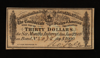 1864 $30 Confederate States of America CSA Bank Note Bond at PristineAuction.com