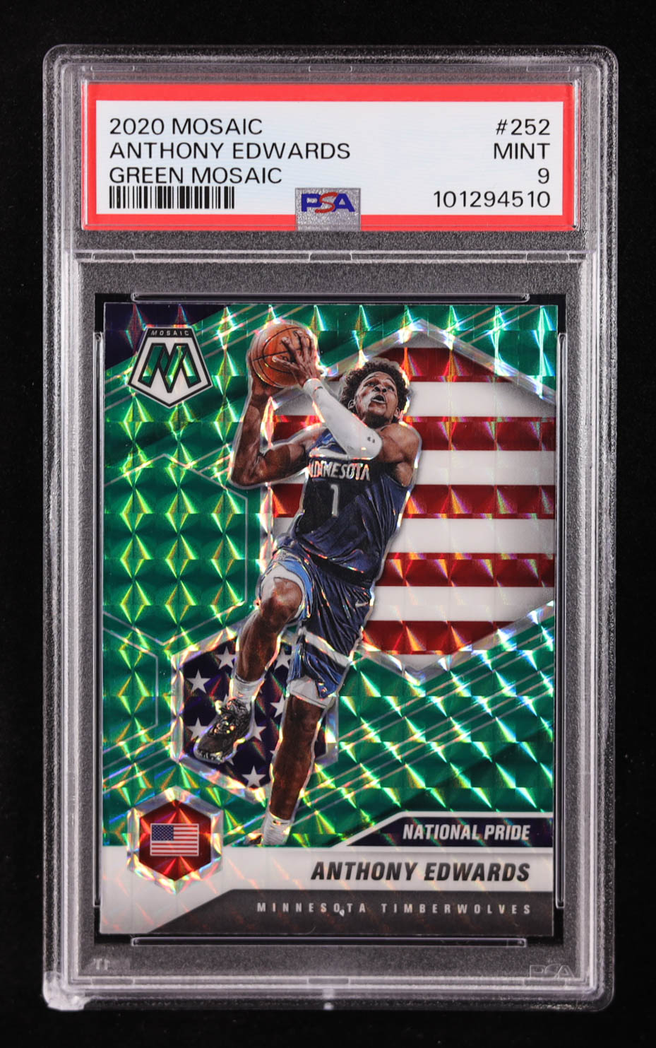 Anthony Edwards 2020-21 Panini Mosaic Mosaic Green #252 RC (PSA 9) at PristineAuction.com Anthony Edwards 2020-21 Panini Mosaic Mosaic Green #252 RC (PSA 9) at PristineAuction.com