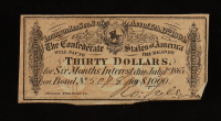 1864 $30 Confederate States of America CSA Bank Note Bond at PristineAuction.com