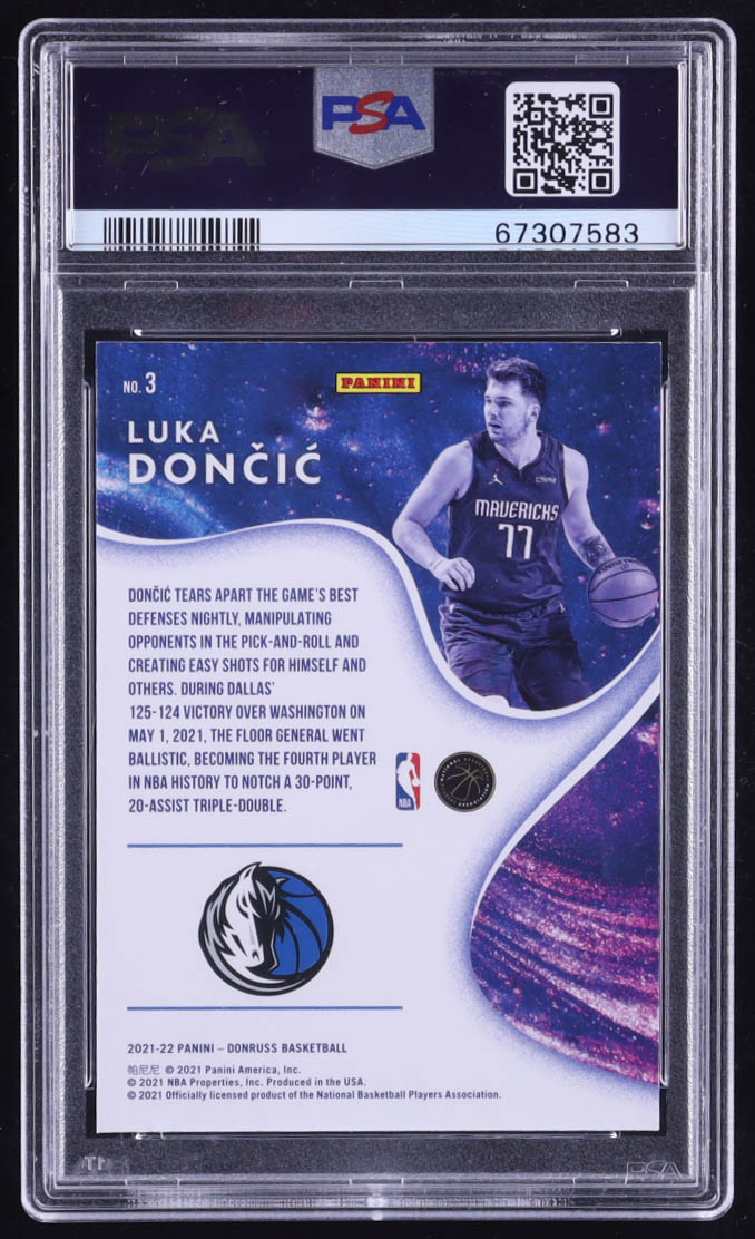 Luka Doncic 2021-22 Donruss Complete Players Holo Yellow Laser #3 (PSA 9) at PristineAuction.com Luka Doncic 2021-22 Donruss Complete Players Holo Yellow Laser #3 (PSA 9) at PristineAuction.com