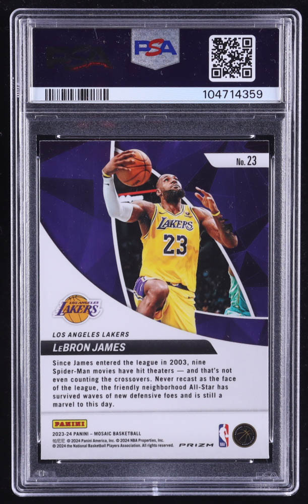 LeBron James 2023-24 Panini Mosaic Elevate Mosaic Green #23 (PSA 10) at PristineAuction.com LeBron James 2023-24 Panini Mosaic Elevate Mosaic Green #23 (PSA 10) at PristineAuction.com
