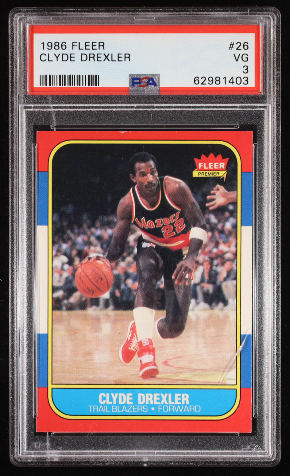 Clyde Drexler 1986-87 Fleer #26 RC (PSA 3) at PristineAuction.com Clyde Drexler 1986-87 Fleer #26 RC (PSA 3) at PristineAuction.com