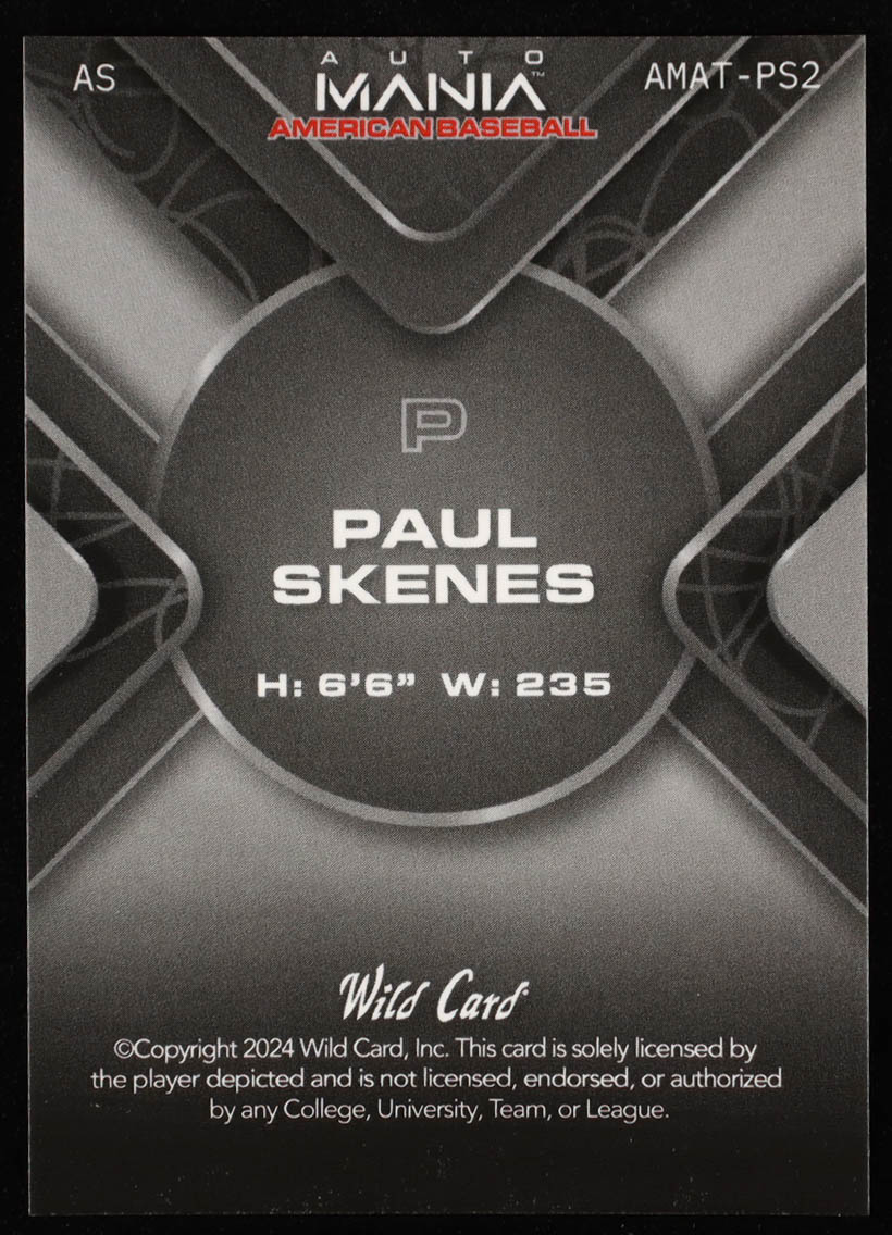 Paul Skenes 2024 Wild Card Auto Mania Mojo Eagle #AMATPS2 RC #1/1 at PristineAuction.com Paul Skenes 2024 Wild Card Auto Mania Mojo Eagle #AMATPS2 RC #1/1 at PristineAuction.com