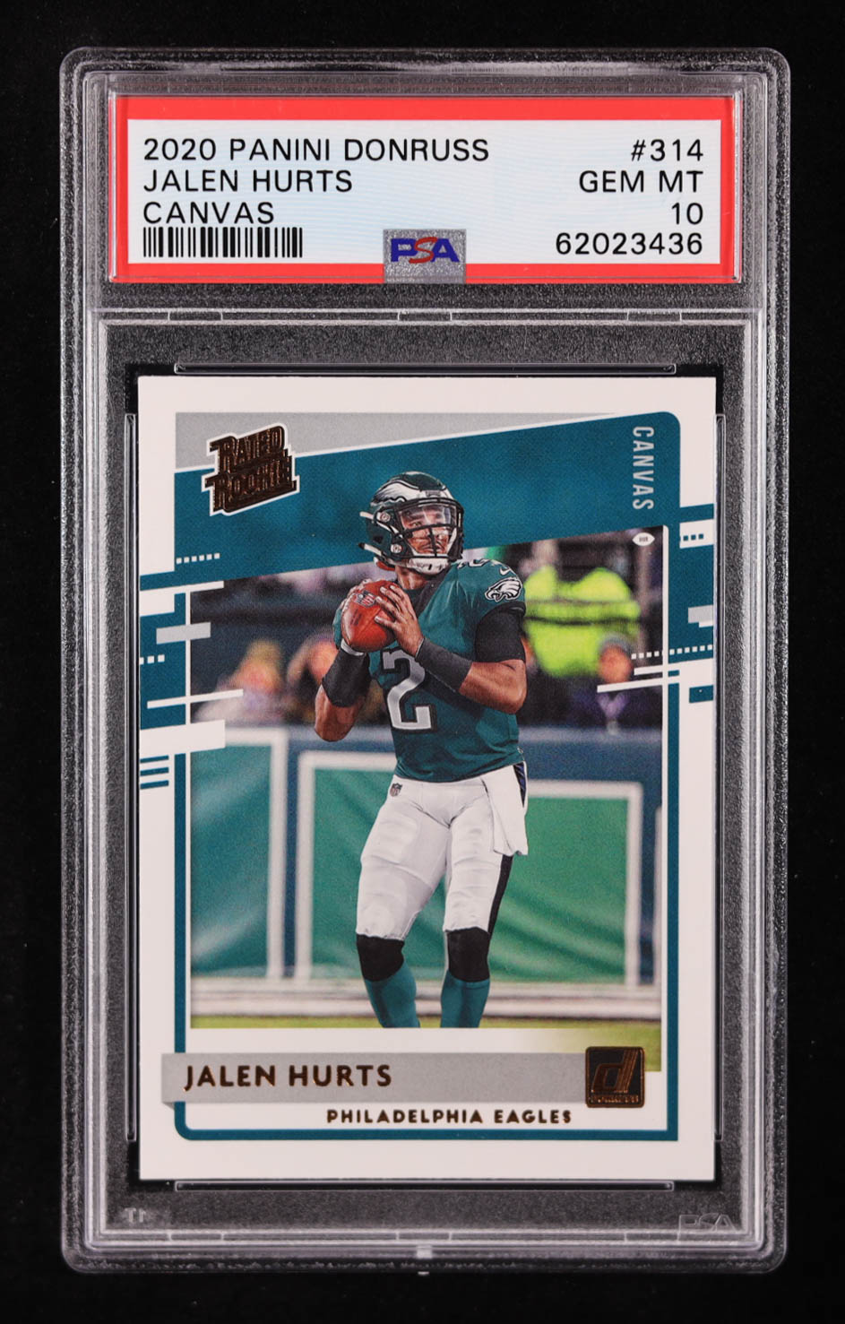 Jalen Hurts 2020 Donruss Optic Canvas #314 RR RC (PSA 10) at PristineAuction.com Jalen Hurts 2020 Donruss Optic Canvas #314 RR RC (PSA 10) at PristineAuction.com