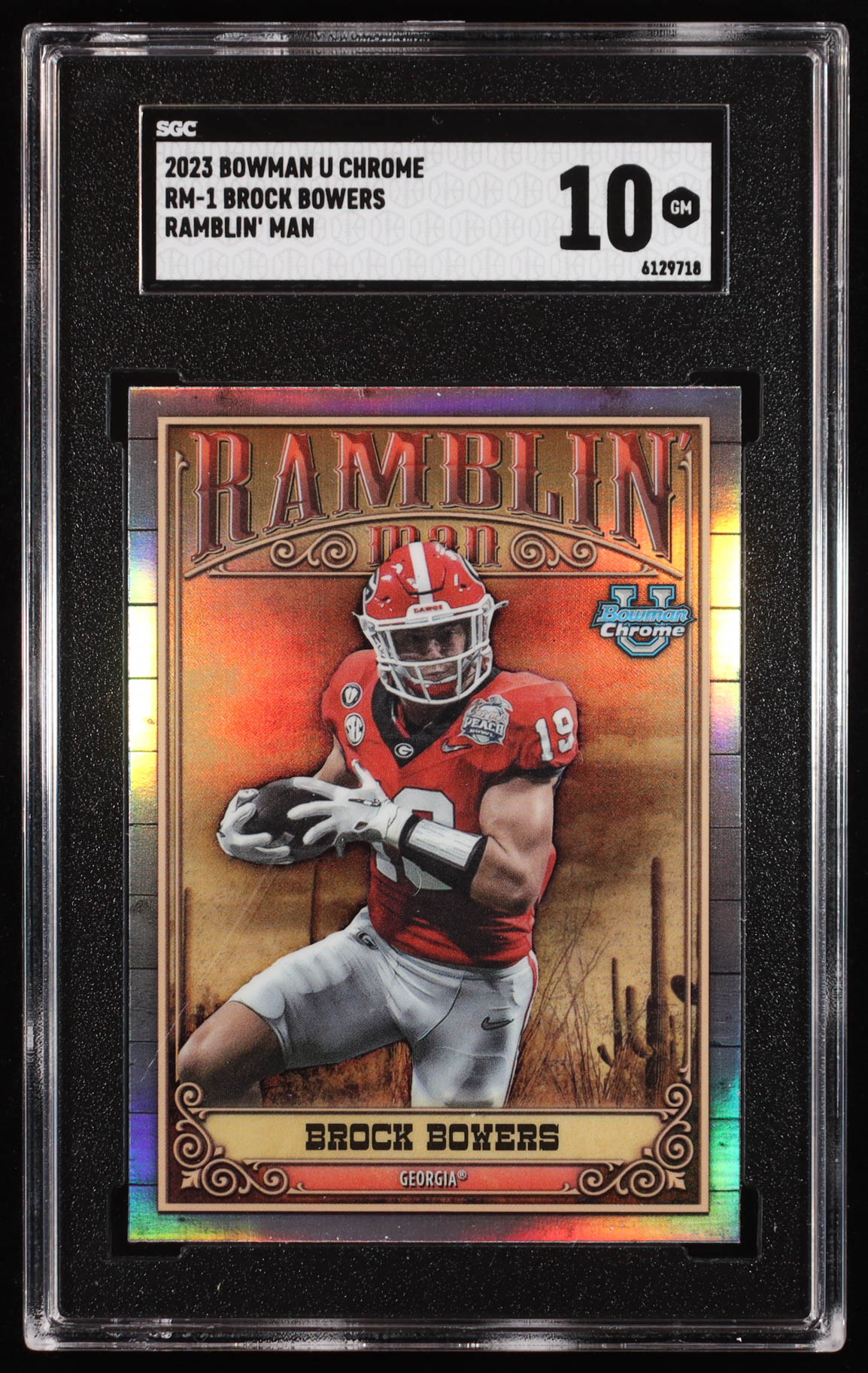 Brock Bowers 2023 Bowman U Chrome Ramblin' Man #1 (SGC 10) at PristineAuction.com Brock Bowers 2023 Bowman U Chrome Ramblin' Man #1 (SGC 10) at PristineAuction.com