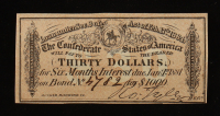 1864 $30 Confederate States of America CSA Bank Note Bond at PristineAuction.com