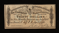 1864 $30 Confederate States of America CSA Bank Note Bond at PristineAuction.com
