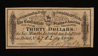 1864 $30 Confederate States of America CSA Bank Note Bond at PristineAuction.com