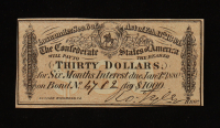 1864 $30 Confederate States of America CSA Bank Note Bond at PristineAuction.com