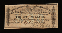1864 $30 Confederate States of America CSA Bank Note Bond at PristineAuction.com
