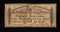 1864 $30 Confederate States of America CSA Bank Note Bond at PristineAuction.com