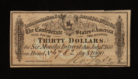 1864 $30 Confederate States of America CSA Bank Note Bond at PristineAuction.com