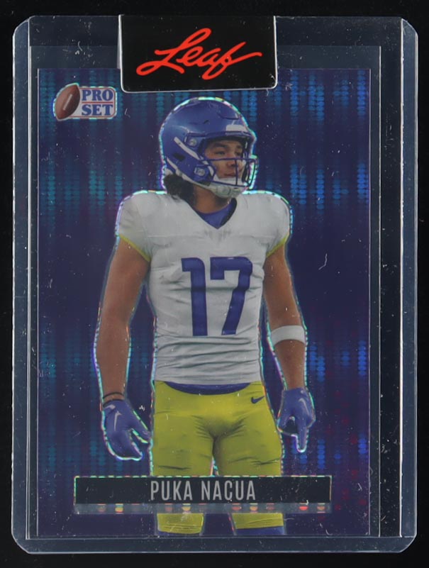 Puka Nacua 2023 Leaf Metal Pro Set Pre-Production Proof Blue Shimmer #NNO #1/1 RC at PristineAuction.com Puka Nacua 2023 Leaf Metal Pro Set Pre-Production Proof Blue Shimmer #NNO #1/1 RC at PristineAuction.com