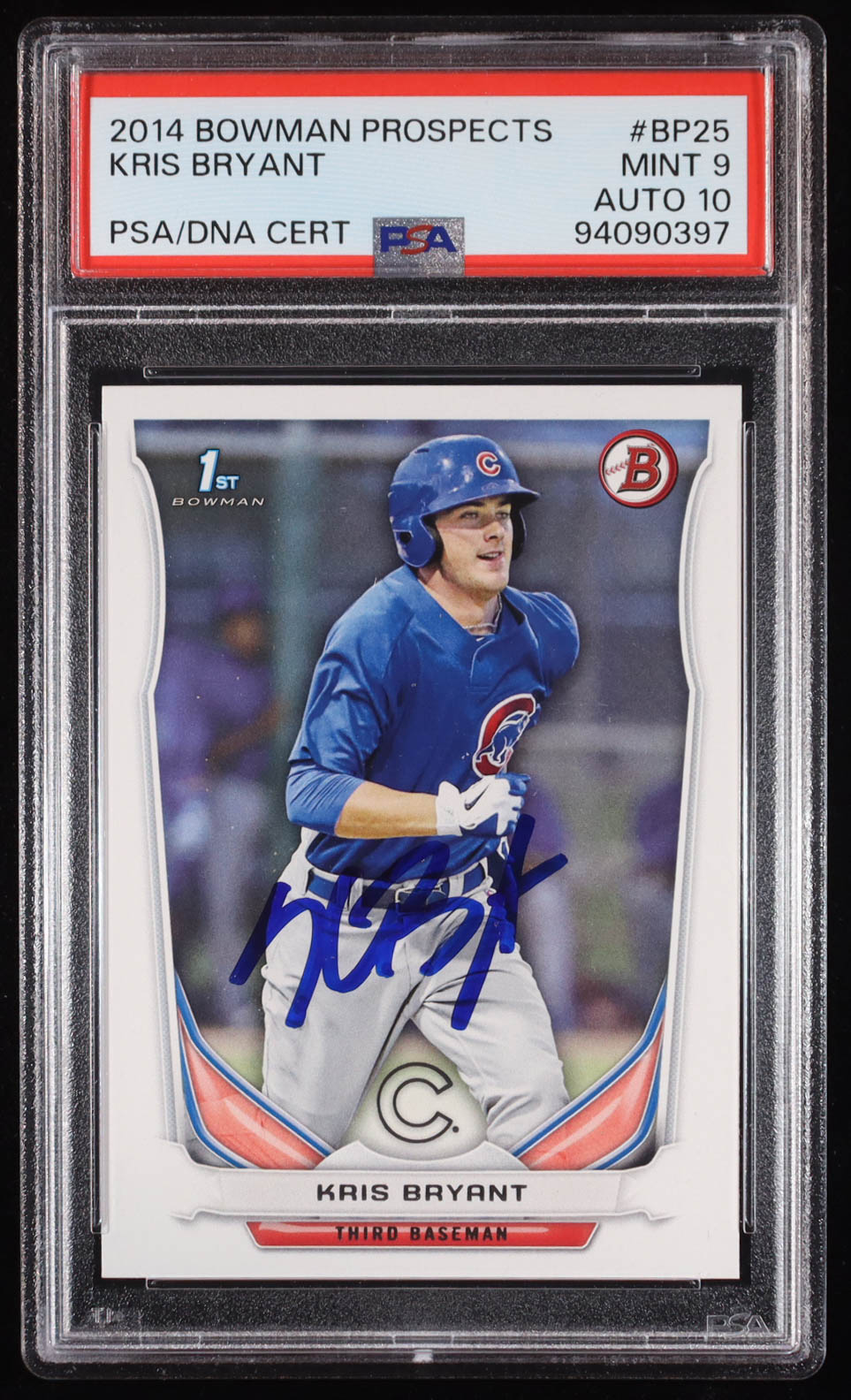Kris Bryant Signed 2014 Bowman Prospects #BP25 RC (PSA 9 | Auto Grade PSA 10) at PristineAuction.com Kris Bryant Signed 2014 Bowman Prospects #BP25 RC (PSA 9 | Auto Grade PSA 10) at PristineAuction.com