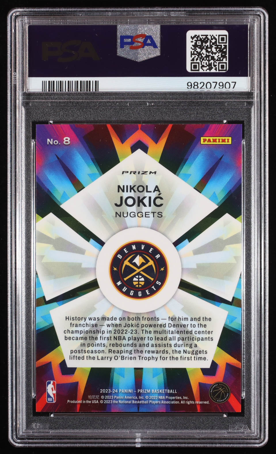 Nikola Jokic 2023-24 Panini Prizm Kaleidoscopic Prizms Fast Break #8 (PSA 10) at PristineAuction.com Nikola Jokic 2023-24 Panini Prizm Kaleidoscopic Prizms Fast Break #8 (PSA 10) at PristineAuction.com