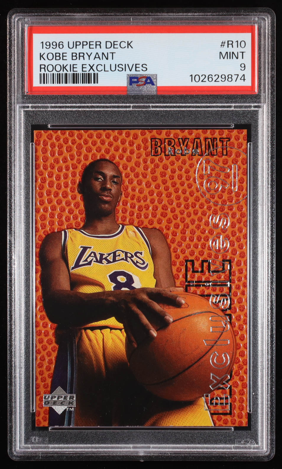 Kobe Bryant 1996-97 Upper Deck Rookie Exclusives #R10 RC (PSA 9) at PristineAuction.com Kobe Bryant 1996-97 Upper Deck Rookie Exclusives #R10 RC (PSA 9) at PristineAuction.com