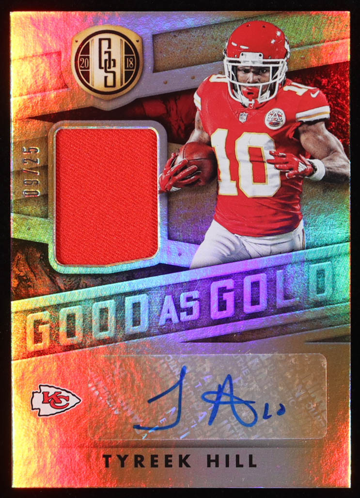 Tyreek Hill 2018 Panini Gold Standard Good as Gold Autograph Materials #3 #09/25 at PristineAuction.com Tyreek Hill 2018 Panini Gold Standard Good as Gold Autograph Materials #3 #09/25 at PristineAuction.com
