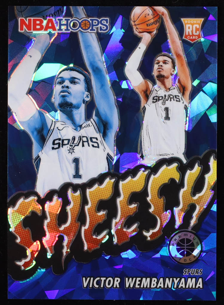 Victor Wembanyama 2023-24 Hoops Premium Stock Sheesh Blue Ice #12 #86/99 RC at PristineAuction.com Victor Wembanyama 2023-24 Hoops Premium Stock Sheesh Blue Ice #12 #86/99 RC at PristineAuction.com