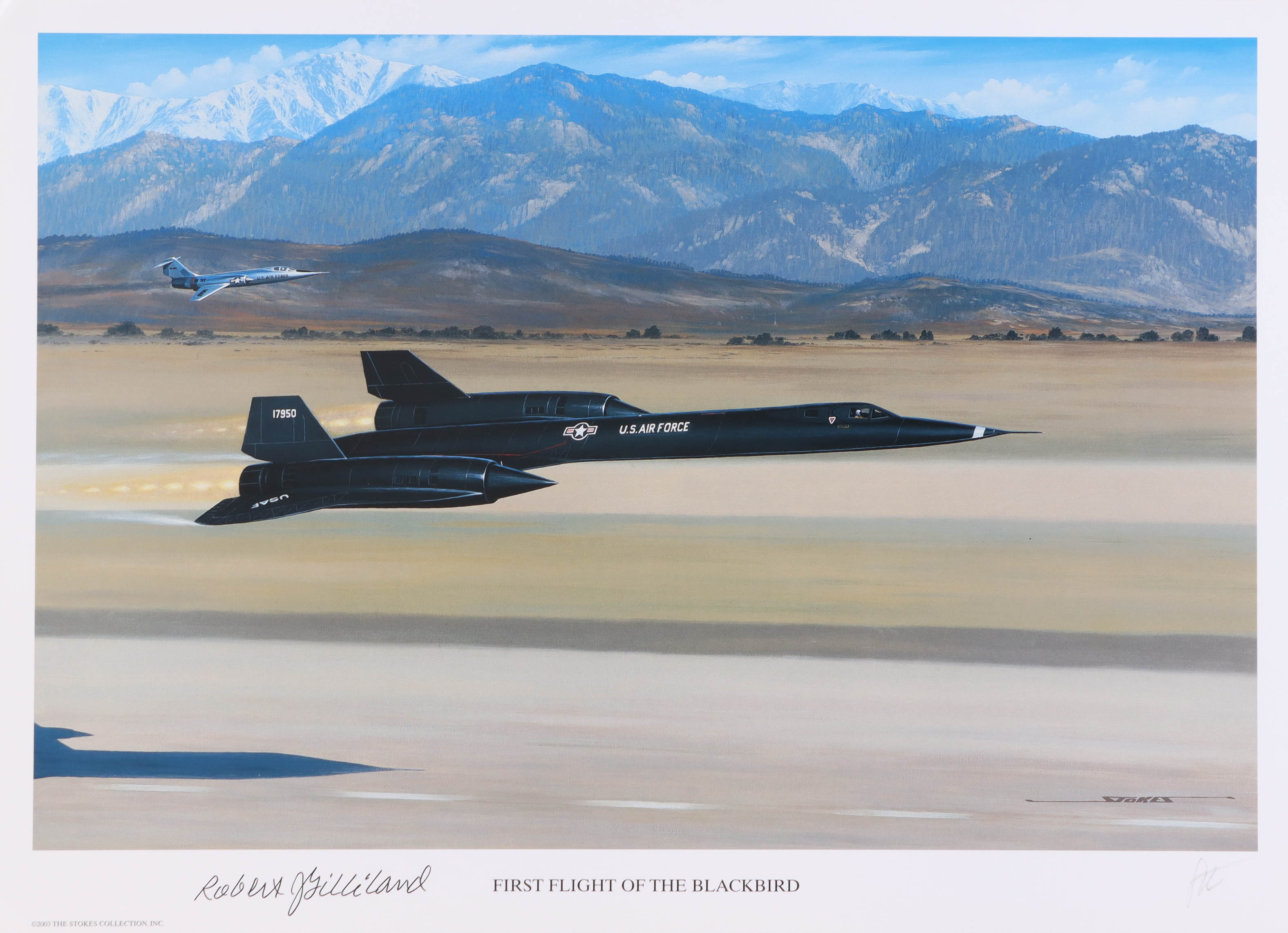 Robert Gilliland Signed 'First Flight of the Blackbird' 11x16 Lithograph (AIV) at PristineAuction.com Robert Gilliland Signed 'First Flight of the Blackbird' 11x16 Lithograph (AIV) at PristineAuction.com
