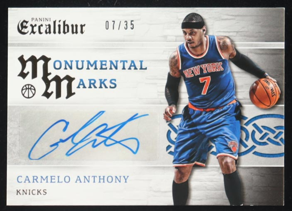 Carmelo Anthony Signed 2016 Panini Excalibur Monumental Marks #MM-CAN #7/35