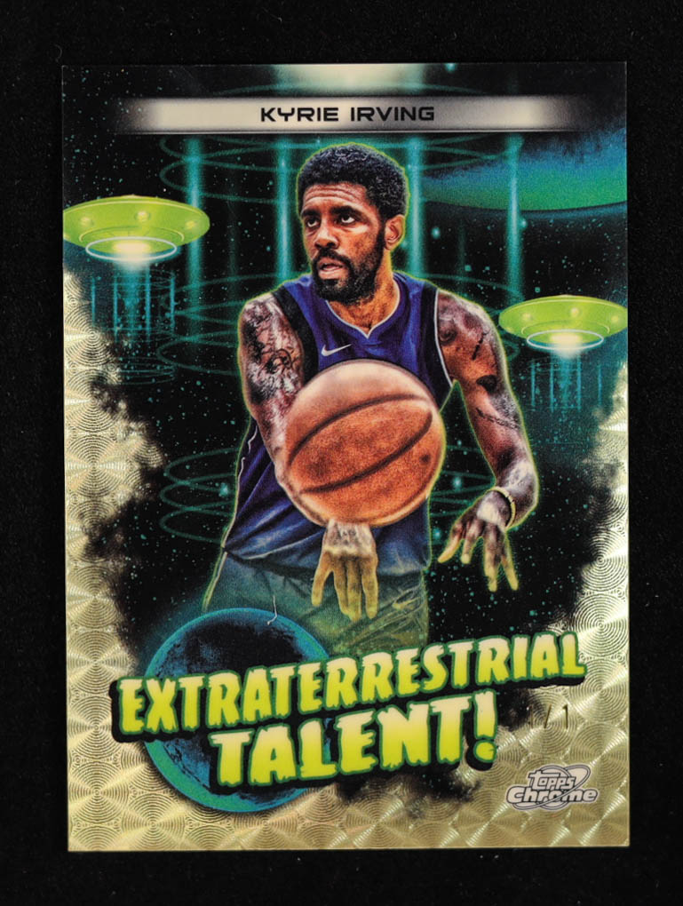Kyrie Irving 2023-24 Topps Cosmic Chrome Extraterrestrial Talent Superfractors #ET6 #1/1 at PristineAuction.com Kyrie Irving 2023-24 Topps Cosmic Chrome Extraterrestrial Talent Superfractors #ET6 #1/1 at PristineAuction.com