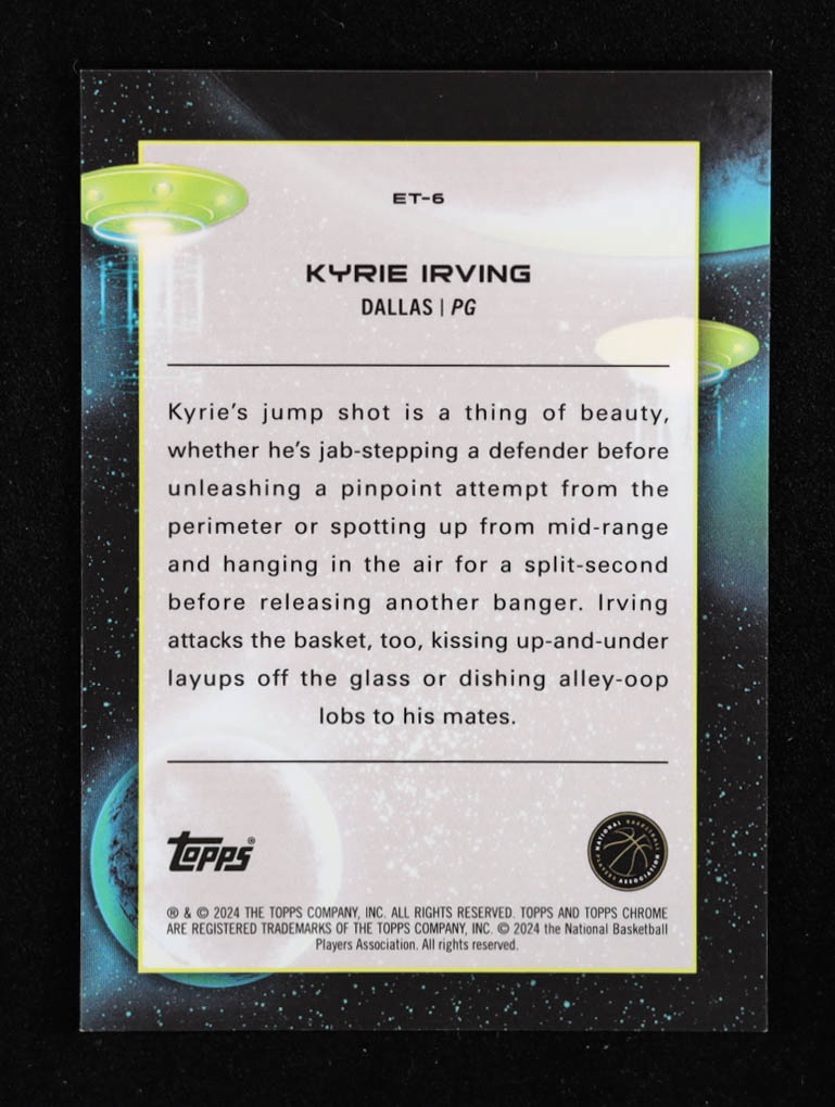 Kyrie Irving 2023-24 Topps Cosmic Chrome Extraterrestrial Talent Superfractors #ET6 #1/1 at PristineAuction.com Kyrie Irving 2023-24 Topps Cosmic Chrome Extraterrestrial Talent Superfractors #ET6 #1/1 at PristineAuction.com