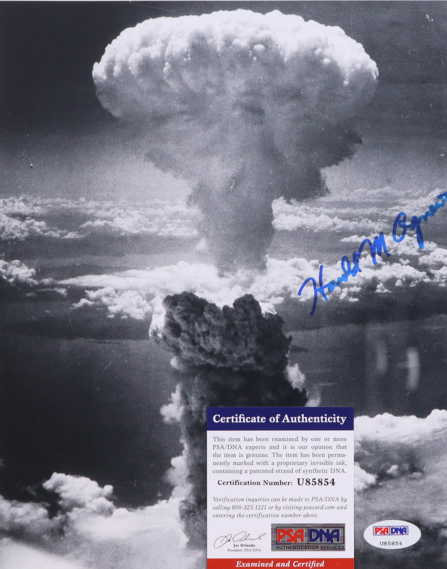 Harold Agnew Signed 8x10 Nagasaki Bomb Blast Photograph (PSA) Project Alberta Nuclear Physicist at PristineAuction.com Harold Agnew Signed 8x10 Nagasaki Bomb Blast Photograph (PSA) Project Alberta Nuclear Physicist at PristineAuction.com