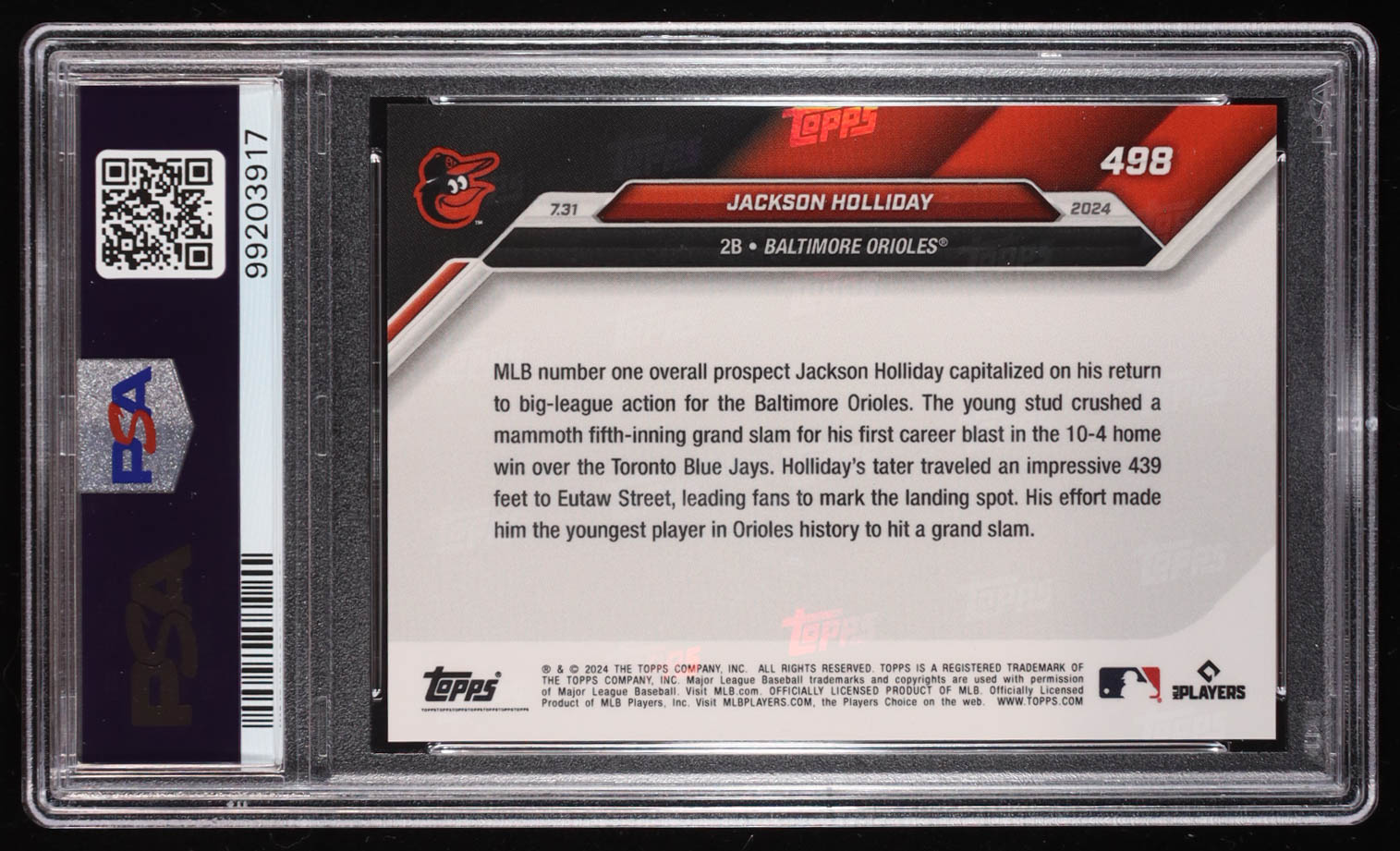 Jackson Holliday 2024 Topps Now #498 RC (PSA 10) at PristineAuction.com Jackson Holliday 2024 Topps Now #498 RC (PSA 10) at PristineAuction.com