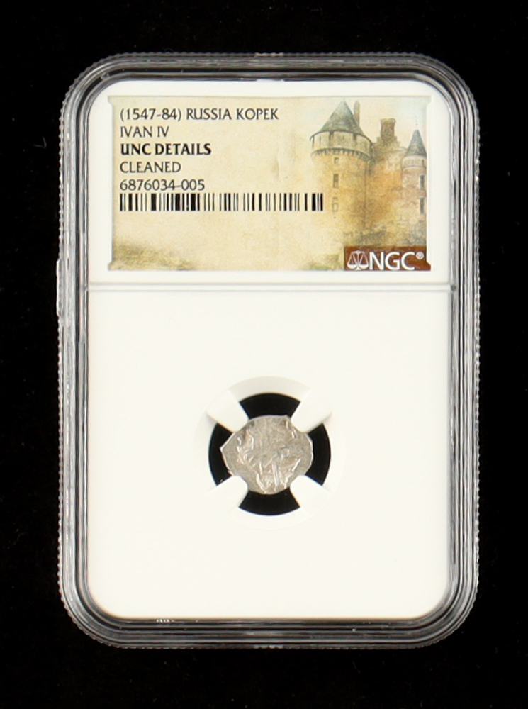 (1547-84) Russia Silver Kopek - "Ivan the Terrible" Tsar of all Russia (NGC UNC Details) at PristineAuction.com (1547-84) Russia Silver Kopek - "Ivan the Terrible" Tsar of all Russia (NGC UNC Details) at PristineAuction.com