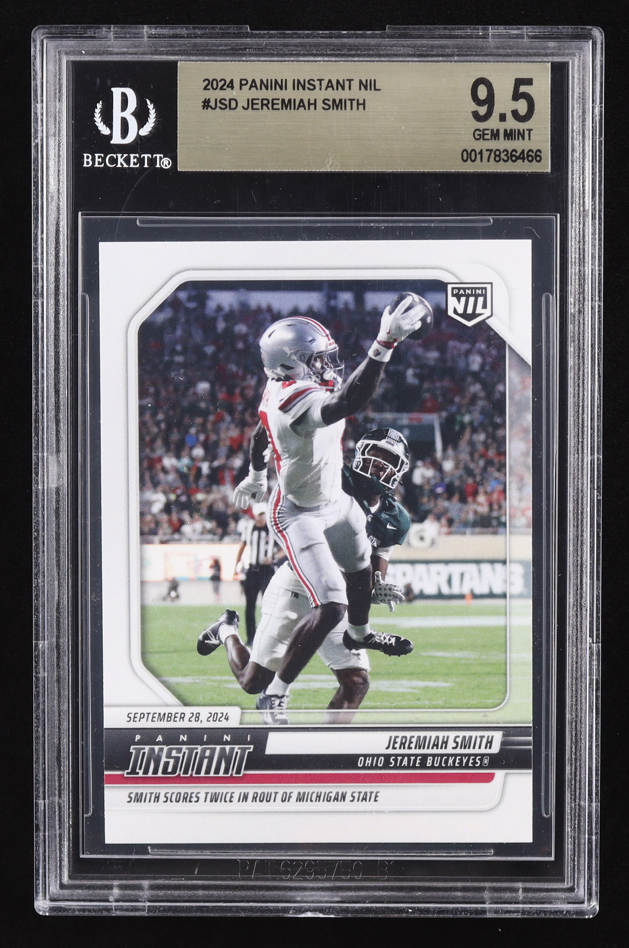 Jeremiah Smith 2024 Panini Instant NIL #JSD (Beckett 9.5) at PristineAuction.com Jeremiah Smith 2024 Panini Instant NIL #JSD (Beckett 9.5) at PristineAuction.com