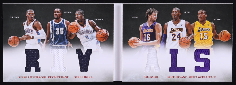 Kevin Durant / Russell Westbrook / Serge Ibaka / Pau Gasol / Kobe Bryant / Metta World Peace 2012-13 Panini Preferred Rivals Memorabilia #3 #20/199