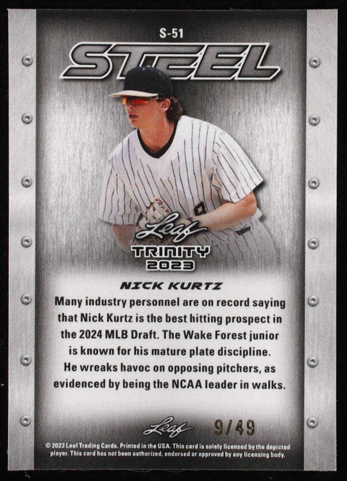 2023 Leaf Trinity Mega Box Steel Stars and Dots Purple #S51 RC #9/49 at PristineAuction.com 2023 Leaf Trinity Mega Box Steel Stars and Dots Purple #S51 RC #9/49 at PristineAuction.com