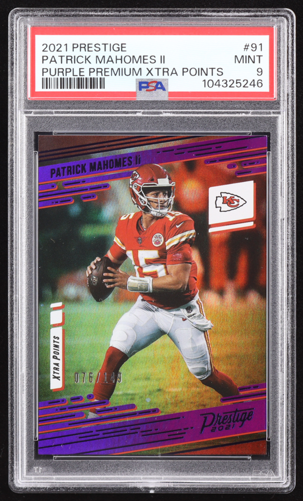 Patrick Mahomes II 2021 Prestige Xtra Points Premium Purple #91 #76/149 (PSA 9) at PristineAuction.com Patrick Mahomes II 2021 Prestige Xtra Points Premium Purple #91 #76/149 (PSA 9) at PristineAuction.com