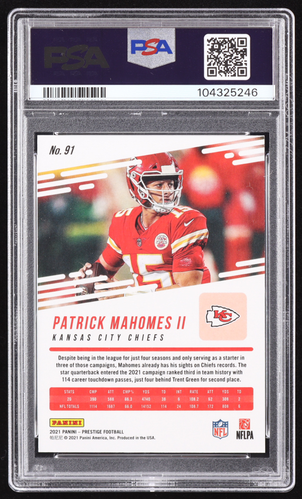 Patrick Mahomes II 2021 Prestige Xtra Points Premium Purple #91 #76/149 (PSA 9) at PristineAuction.com Patrick Mahomes II 2021 Prestige Xtra Points Premium Purple #91 #76/149 (PSA 9) at PristineAuction.com