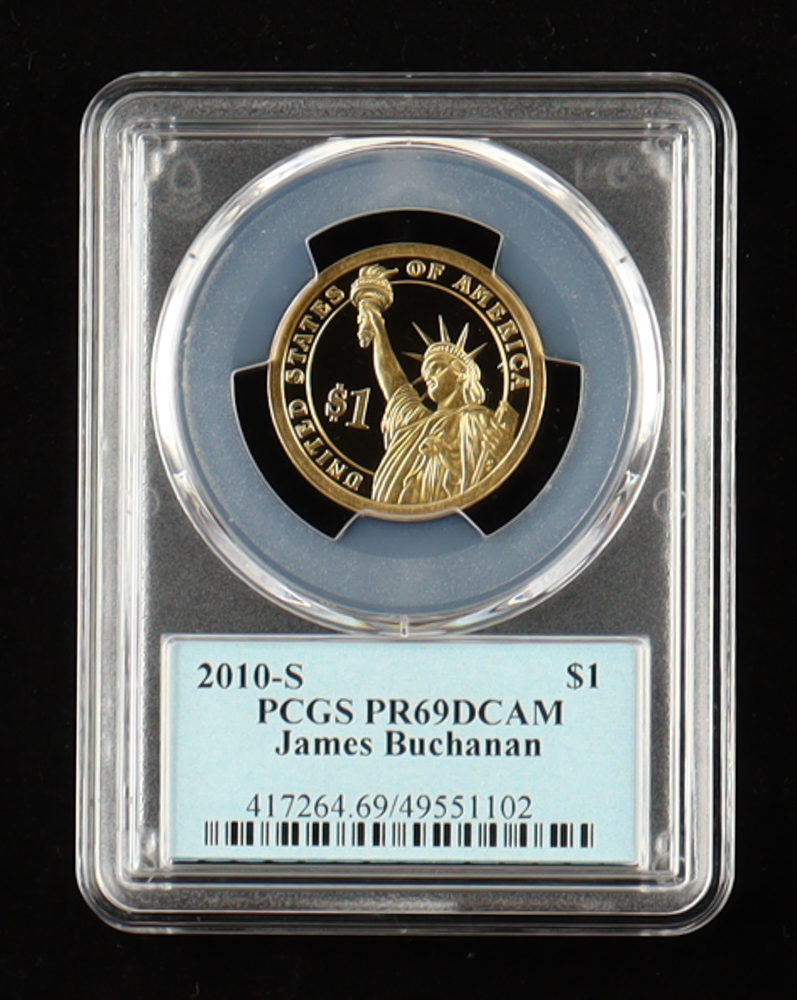 2010-S U.S. Presidential Proof $1 Coin - James Buchanan 15th President (PCGS PR69DCAM) at PristineAuction.com 2010-S U.S. Presidential Proof $1 Coin - James Buchanan 15th President (PCGS PR69DCAM) at PristineAuction.com