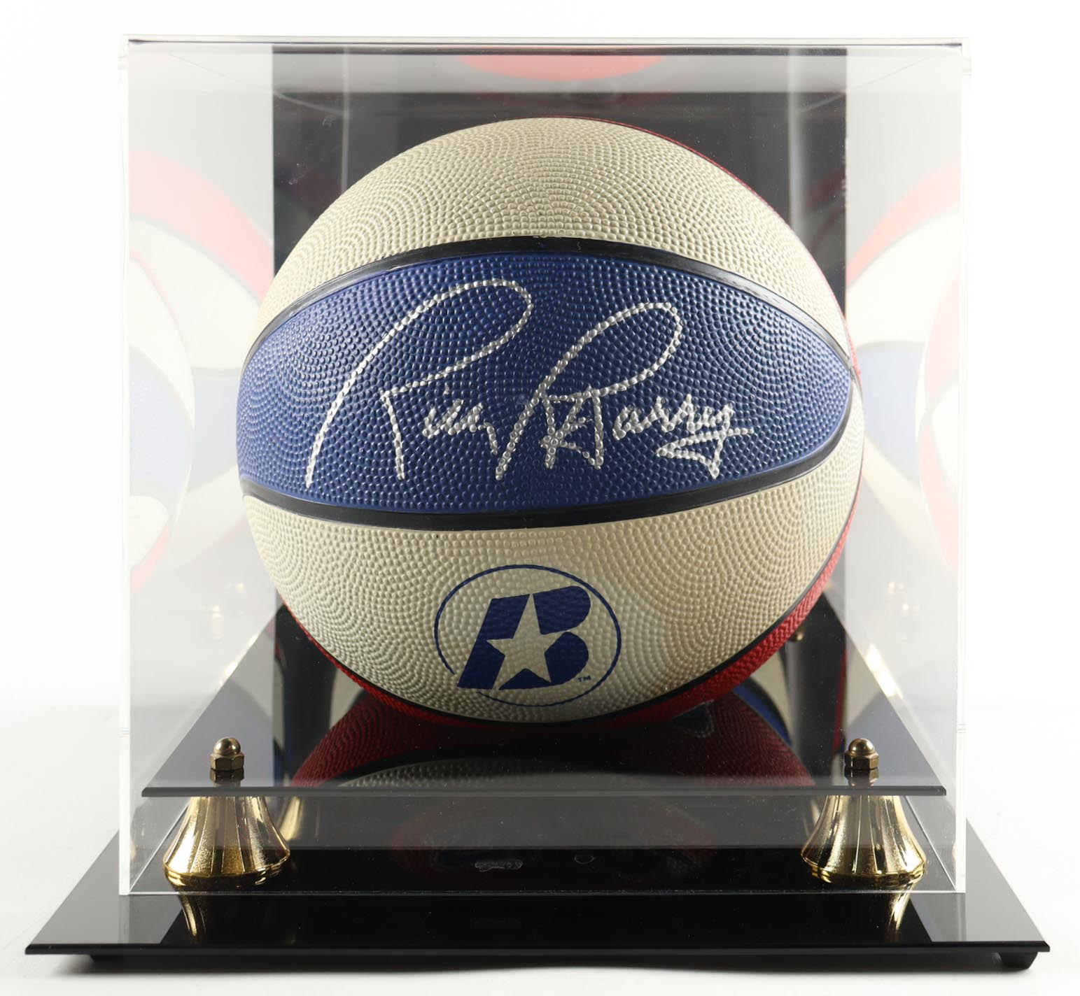 Rick Barry Signed Red, White & Blue Basketball With Display Case (Schwartz) at PristineAuction.com Rick Barry Signed Red, White & Blue Basketball With Display Case (Schwartz) at PristineAuction.com
