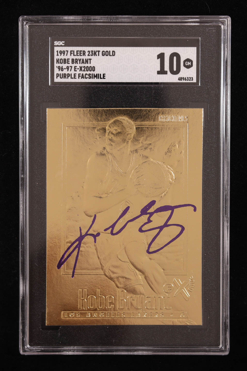 Kobe Bryant 1996-97 Skybox EX-2000 Purple Signature 23Kt Gold RC (SGC 10) at PristineAuction.com Kobe Bryant 1996-97 Skybox EX-2000 Purple Signature 23Kt Gold RC (SGC 10) at PristineAuction.com