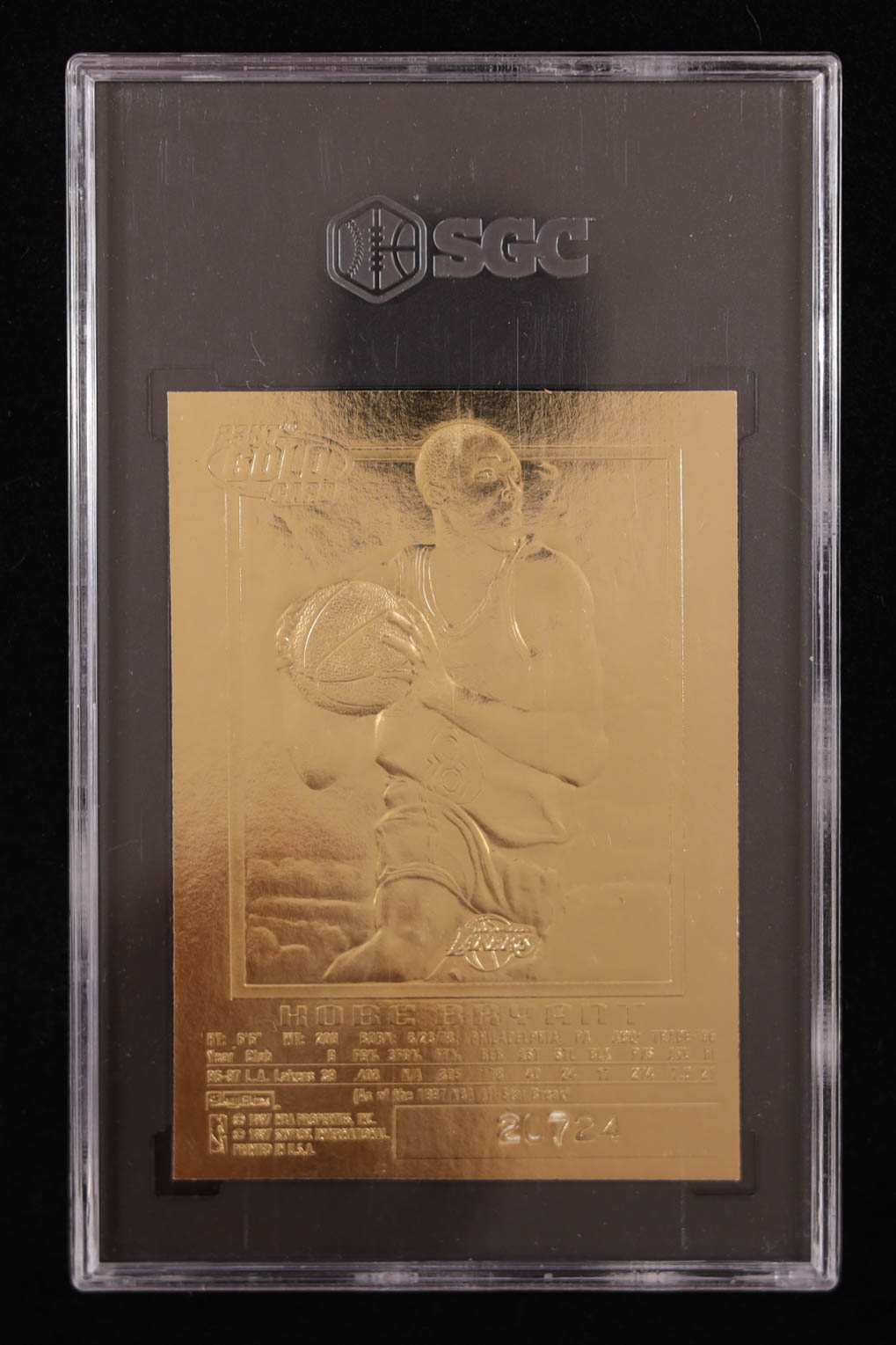 Kobe Bryant 1996-97 Skybox EX-2000 Purple Signature 23Kt Gold RC (SGC 10) at PristineAuction.com Kobe Bryant 1996-97 Skybox EX-2000 Purple Signature 23Kt Gold RC (SGC 10) at PristineAuction.com