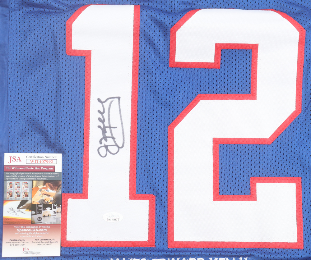 Jim Kelly Signed Career Highlight Stat Jersey (JSA) at PristineAuction.com Jim Kelly Signed Career Highlight Stat Jersey (JSA) at PristineAuction.com