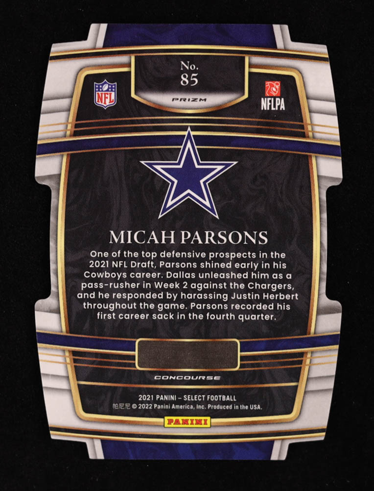 Micah Parsons 2021 Select Prizm Silver Die Cut #85 RC at PristineAuction.com Micah Parsons 2021 Select Prizm Silver Die Cut #85 RC at PristineAuction.com