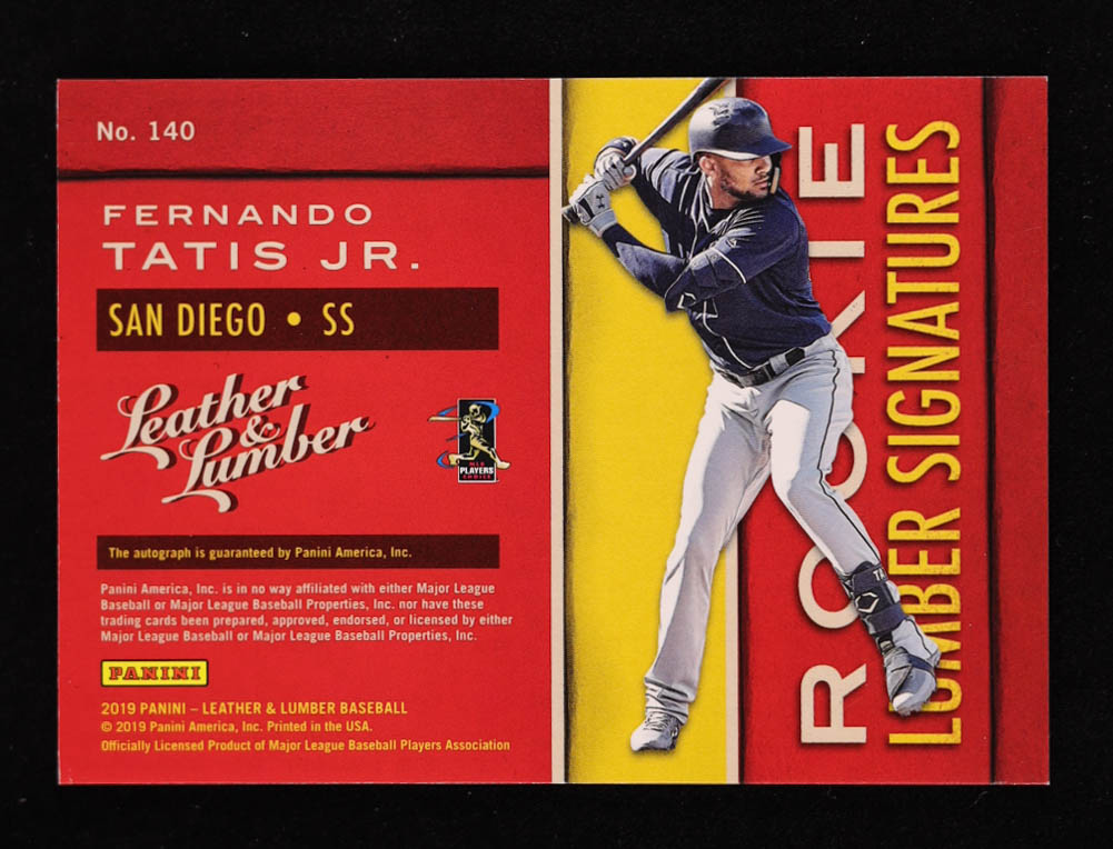 Fernando Tatis Jr. 2019 Panini Leather and Lumber Rookie Leather Signatures #140 #046/149 RC at PristineAuction.com Fernando Tatis Jr. 2019 Panini Leather and Lumber Rookie Leather Signatures #140 #046/149 RC at PristineAuction.com