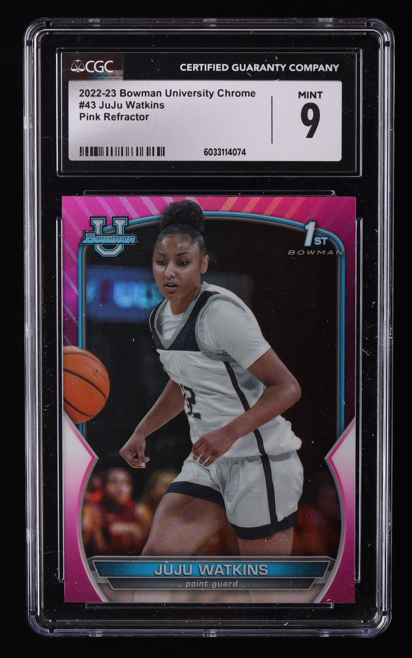 JuJu Watkins 2022-23 Bowman Chrome University Pink Refractors #43 (CGC 9) at PristineAuction.com JuJu Watkins 2022-23 Bowman Chrome University Pink Refractors #43 (CGC 9) at PristineAuction.com