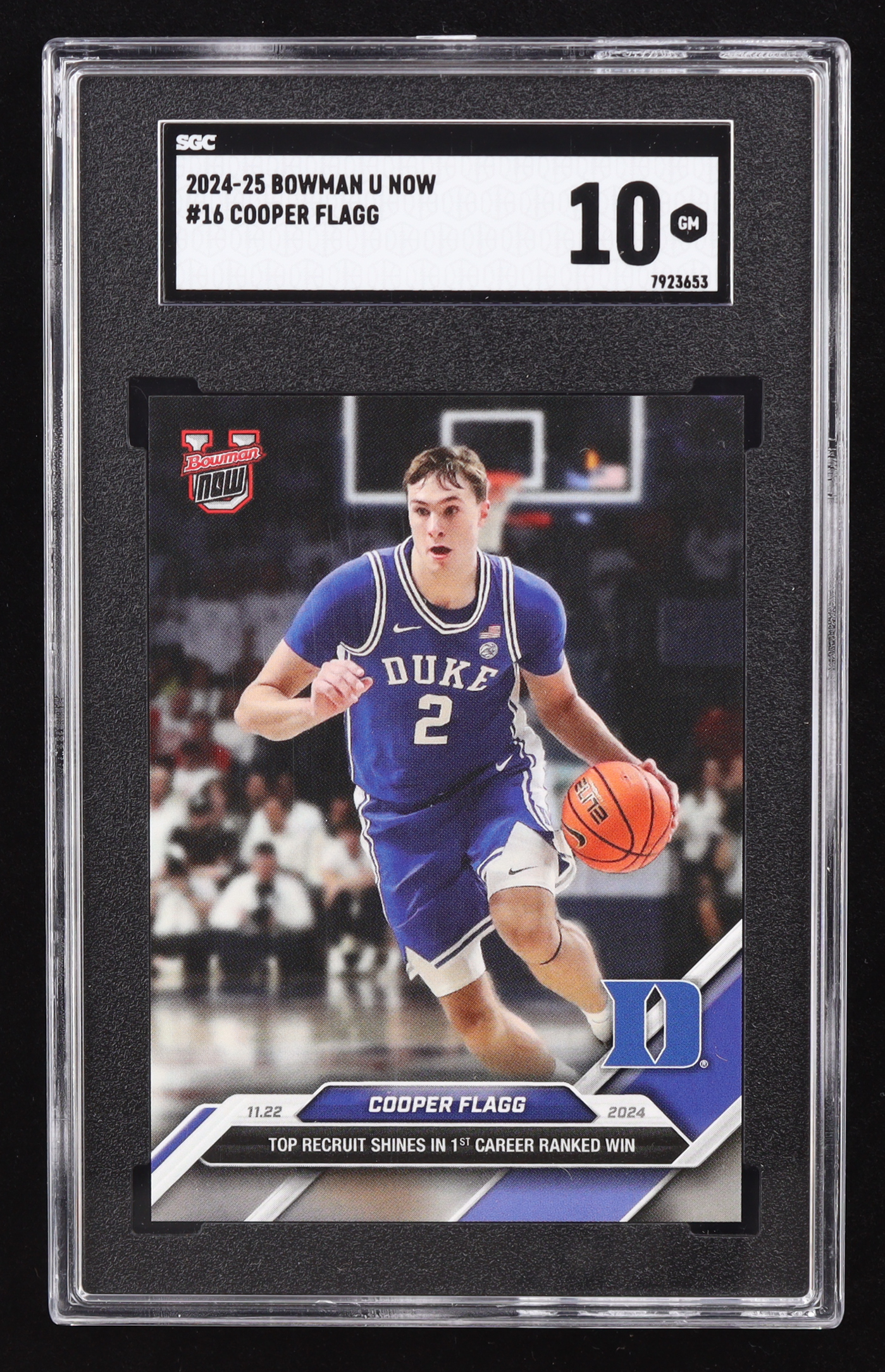 Cooper Flagg 2024-25 Bowman University Now #16 RC (SGC 10) at PristineAuction.com Cooper Flagg 2024-25 Bowman University Now #16 RC (SGC 10) at PristineAuction.com