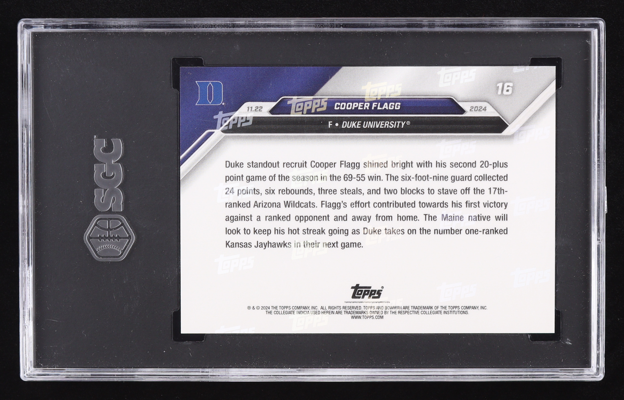 Cooper Flagg 2024-25 Bowman University Now #16 RC (SGC 10) at PristineAuction.com Cooper Flagg 2024-25 Bowman University Now #16 RC (SGC 10) at PristineAuction.com