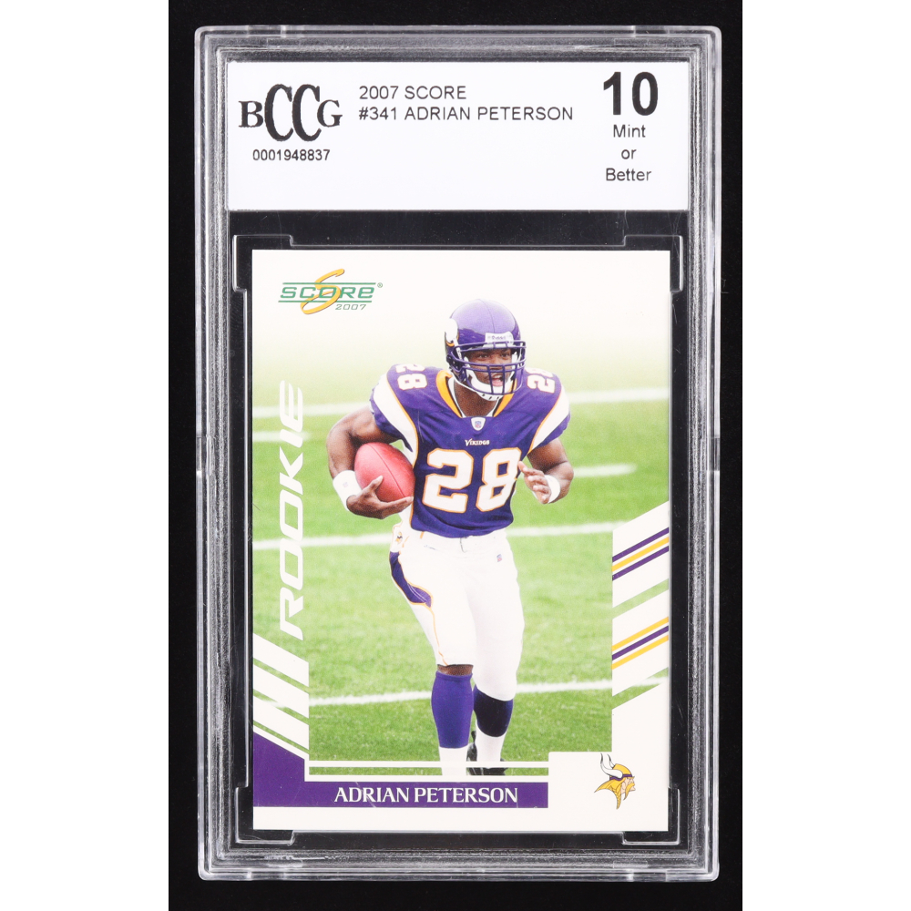 Adrian Peterson 2007 Score #341 RC (BCCG 10) at PristineAuction.com Adrian Peterson 2007 Score #341 RC (BCCG 10) at PristineAuction.com