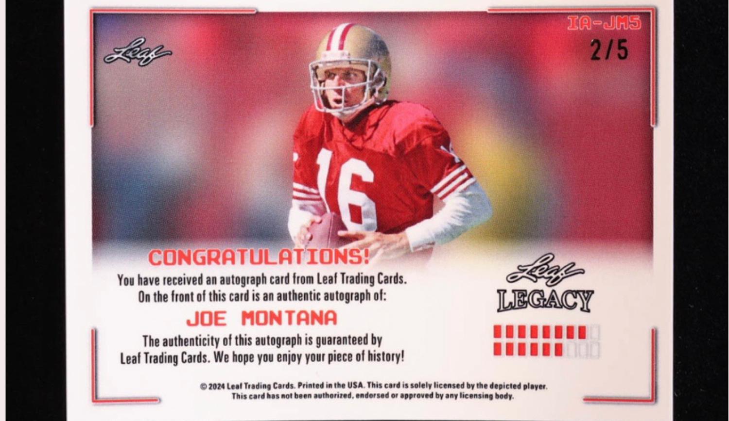 Joe Montana Signed Trading Card at PristineAuction.com Joe Montana Signed Trading Card at PristineAuction.com