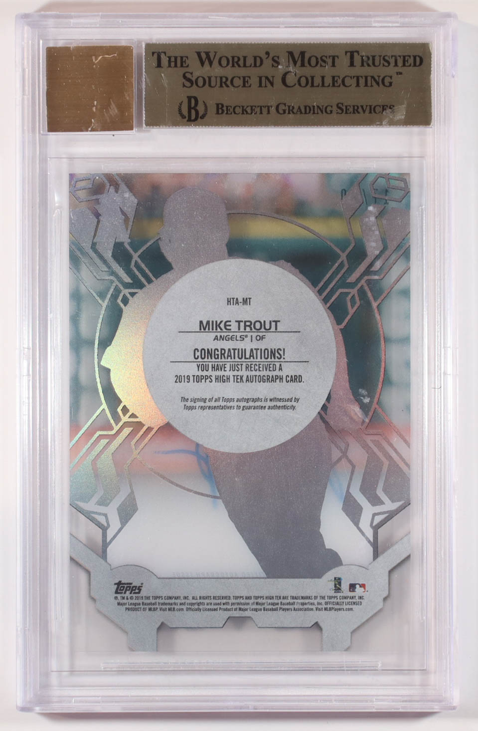 Mike Trout 2019 Topps High Tek Autographs Black #HTAMT #17/50 (BGS 9.5 | Autograph Grade 9) at PristineAuction.com Mike Trout 2019 Topps High Tek Autographs Black #HTAMT #17/50 (BGS 9.5 | Autograph Grade 9) at PristineAuction.com