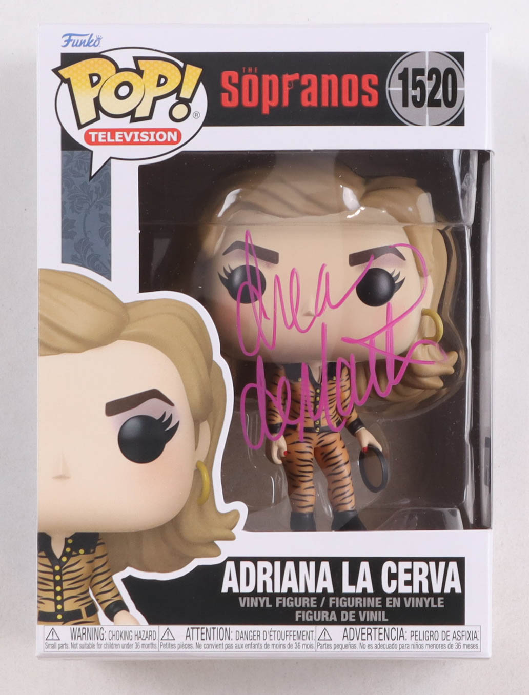 Drea de Matteo Signed "The Sopranos" #1520 Adriana La Cerva Funko Pop! Vinyl Figure (Beckett) at PristineAuction.com Drea de Matteo Signed "The Sopranos" #1520 Adriana La Cerva Funko Pop! Vinyl Figure (Beckett) at PristineAuction.com