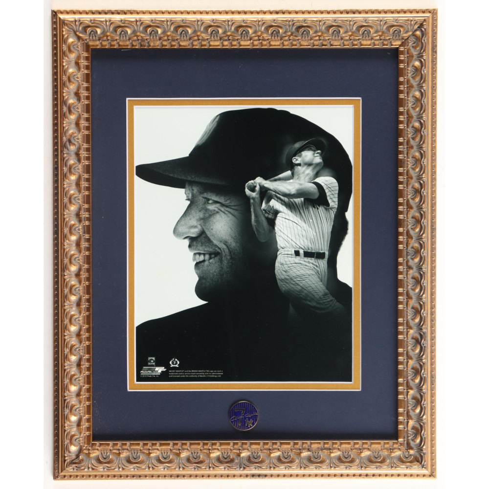 Mickey Mantle Yankees Custom Framed Photo Display with Vintage Mickey ...