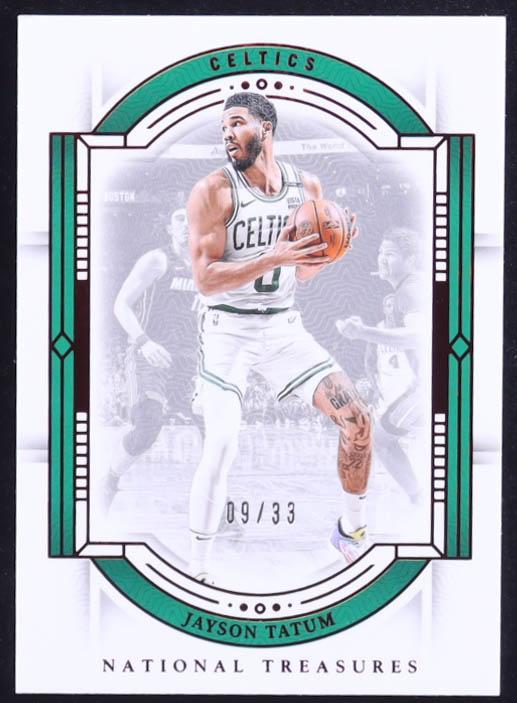 Jayson Tatum 2023-24 Panini National Treasures International #57 #9/33 at PristineAuction.com Jayson Tatum 2023-24 Panini National Treasures International #57 #9/33 at PristineAuction.com
